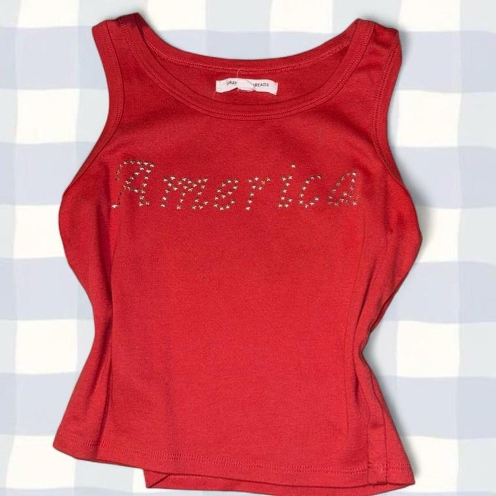 Grayson Threads Red Tank Top with Rhinestone Detail